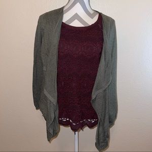 Primark Atmosphere Sage Green Waterfall Open Cardigan Medium